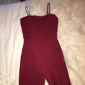 Striped maroon romper/onesie - NWOT